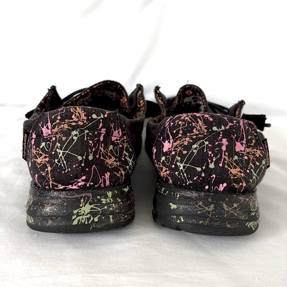 Hey Dudes Wendy Glo Black Comfort Shoes Slip On Shoe Low Top Graffiti Women’s 7 - Picture 5 of 8